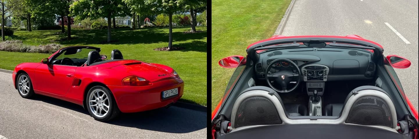 Porsche Boxster 986 z 2002 roku z tyłu i wnętrze z manualną skrzynią, ogłoszenie OTOMOTO